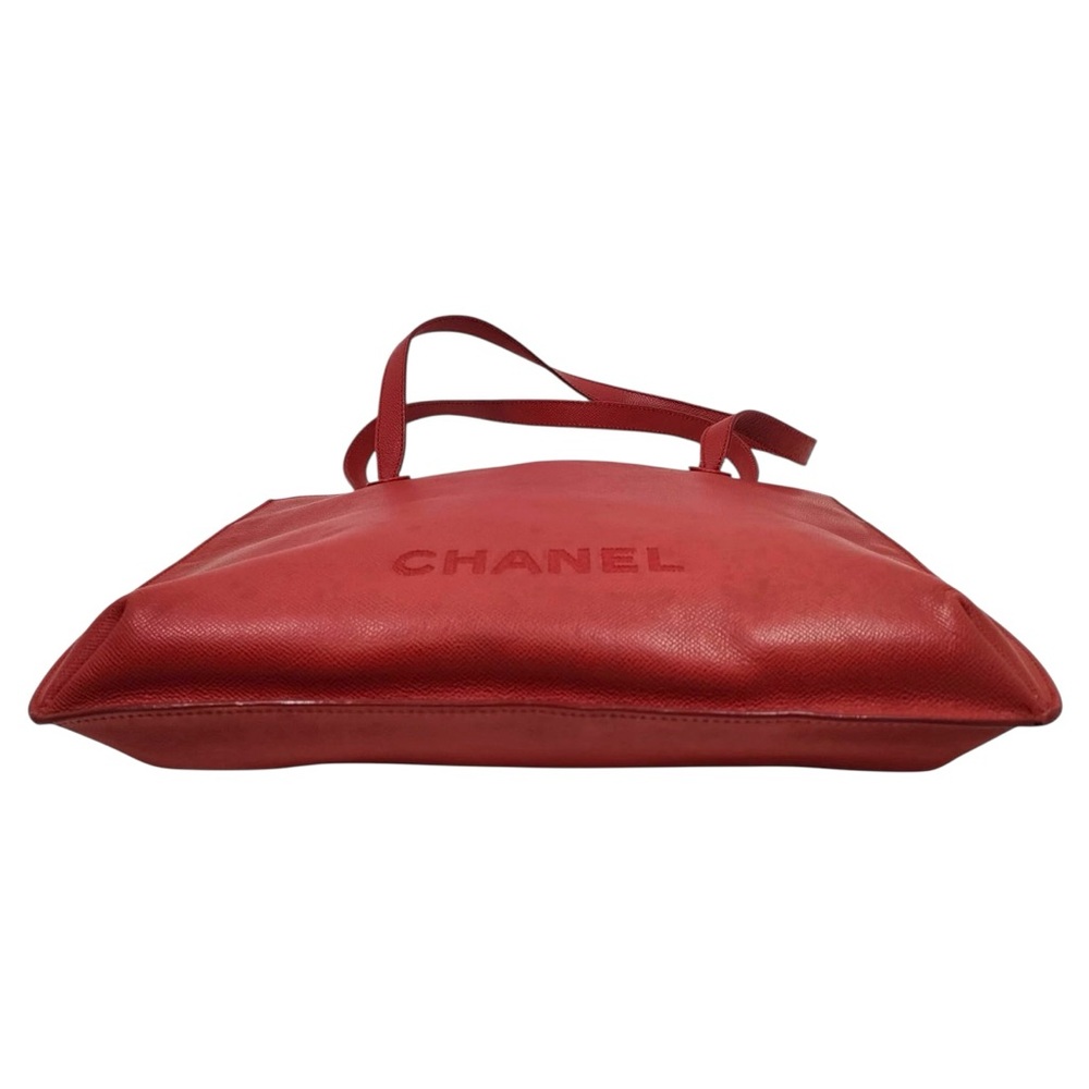 Authentic Chanel Rare Red Caviar Leather Large Tote Bag — Serial 5581084 - Picture 4 of 8